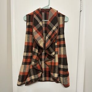 NWOT Plaid Open Front Vest